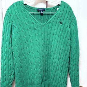 Chaps Vibrant Green Long Sleeve Knit Pullover